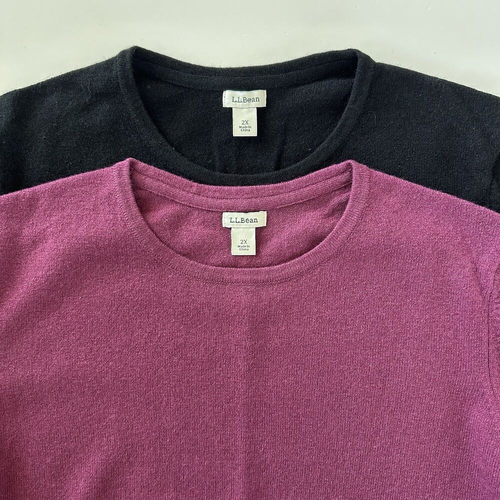 Lot Of 2 LL Bean Cashmere Sweater Sz 2X Pullover Crew Neck Cozy Quiet Luxury